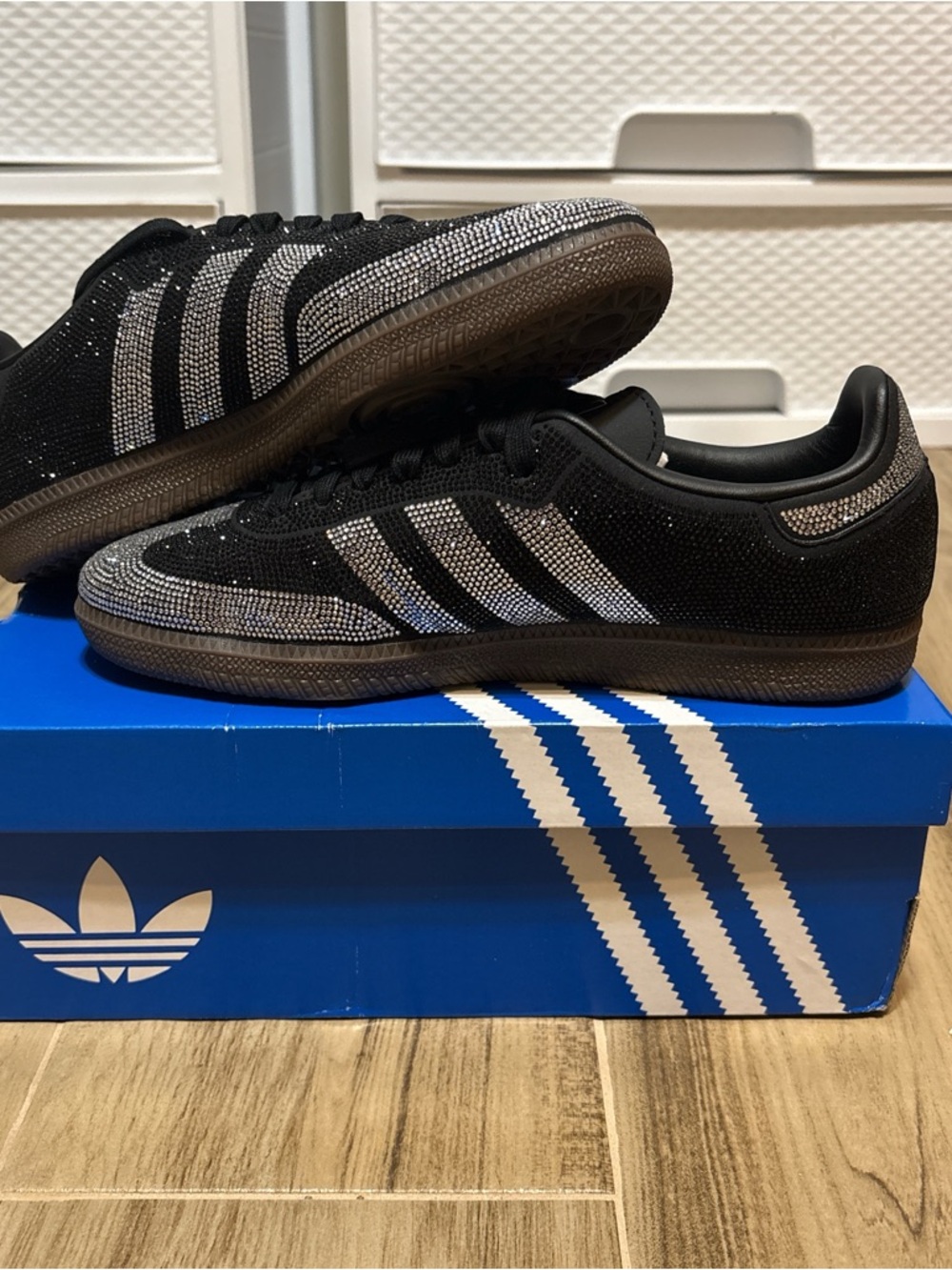 adidas Black Crystal-Embellished Samba OG Athletic Shoe